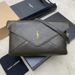 Saint Laurent YSL Women Cassandre Xxl Envelope Pouch On Chain In Lambskin-Dark Green