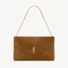 Saint Laurent YSL Women Cassandre Xxl Pouch On Chain In Suede-Brown