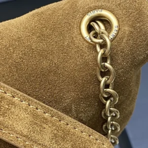 Saint Laurent YSL Women Cassandre Xxl Pouch On Chain In Suede-Brown