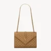 Saint Laurent YSL Women Envelope Medium in Matelasse Lambskin-Brown