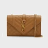 Saint Laurent YSL Women Envelope Small in Matelasse Lambskin-Brown