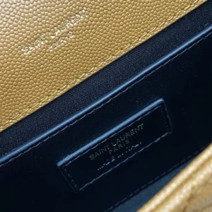Saint Laurent YSL Women Envelope Small in Matelasse Lambskin-Brown