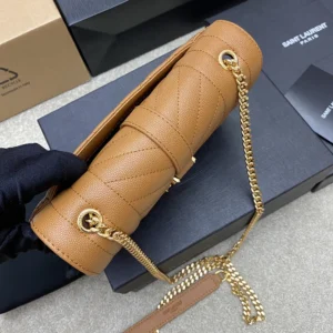 Saint Laurent YSL Women Envelope Small in Matelasse Lambskin-Brown