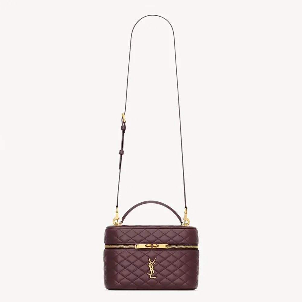 Saint Laurent YSL Women Gaby Large Vanity Bag In Lambskin-Maroon 8515721E 1 Saint Laurent YSL Women Gaby Large Vanity Bag In Lambskin-Maroon 8515721E