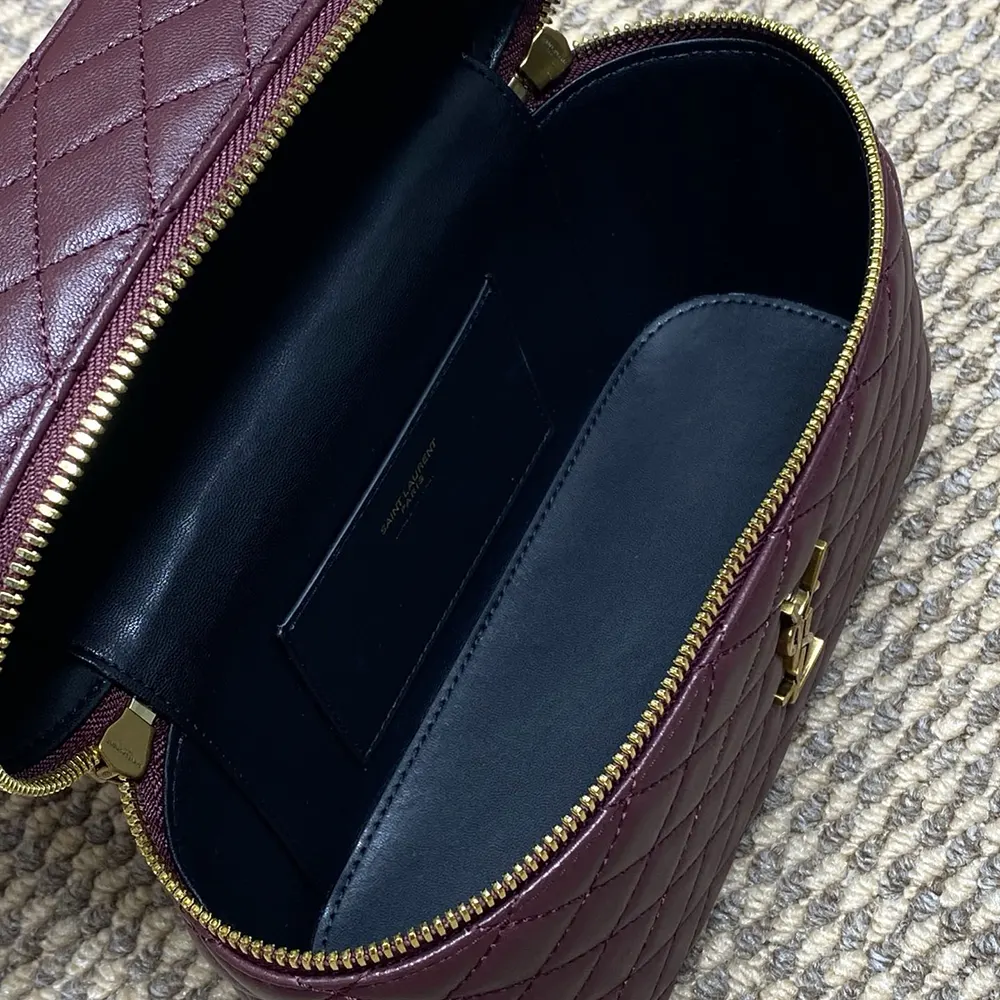 Saint Laurent YSL Women Gaby Large Vanity Bag In Lambskin-Maroon 8515721E 7 Saint Laurent YSL Women Gaby Large Vanity Bag In Lambskin-Maroon 8515721E