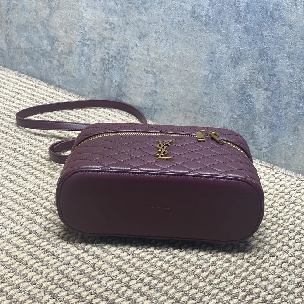 Saint Laurent YSL Women Gaby Large Vanity Bag In Lambskin-Maroon 8515721E 5 Saint Laurent YSL Women Gaby Large Vanity Bag In Lambskin-Maroon 8515721E
