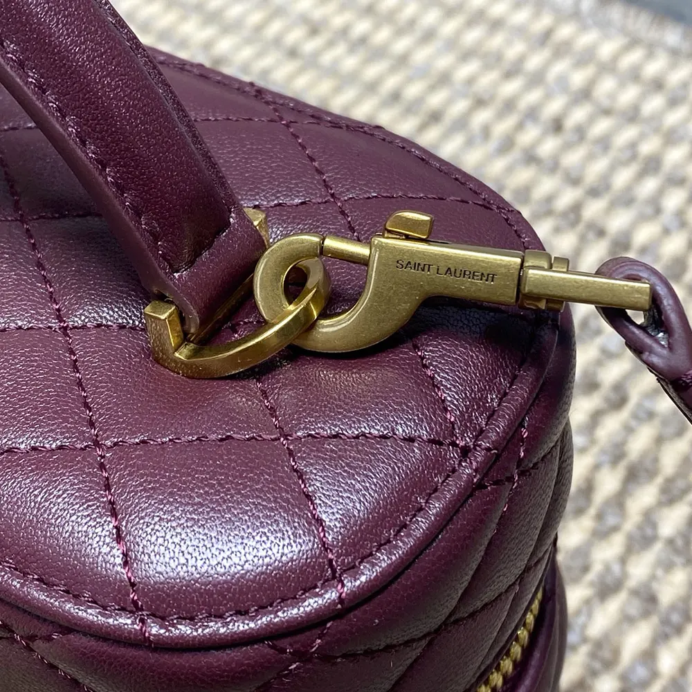 Saint Laurent YSL Women Gaby Large Vanity Bag In Lambskin-Maroon 8515721E 9 Saint Laurent YSL Women Gaby Large Vanity Bag In Lambskin-Maroon 8515721E