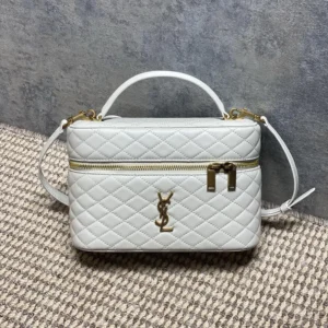 Saint Laurent YSL Women Gaby Large Vanity Bag In Lambskin-White 8515721E