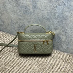 Saint Laurent YSL Women Gaby Vanity Bag In Lambskin-Green