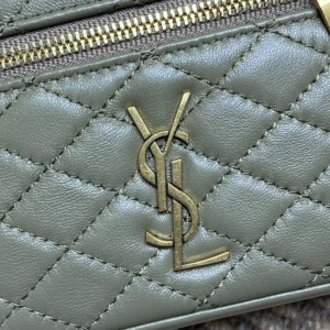 Saint Laurent YSL Women Gaby Vanity Bag In Lambskin-Green
