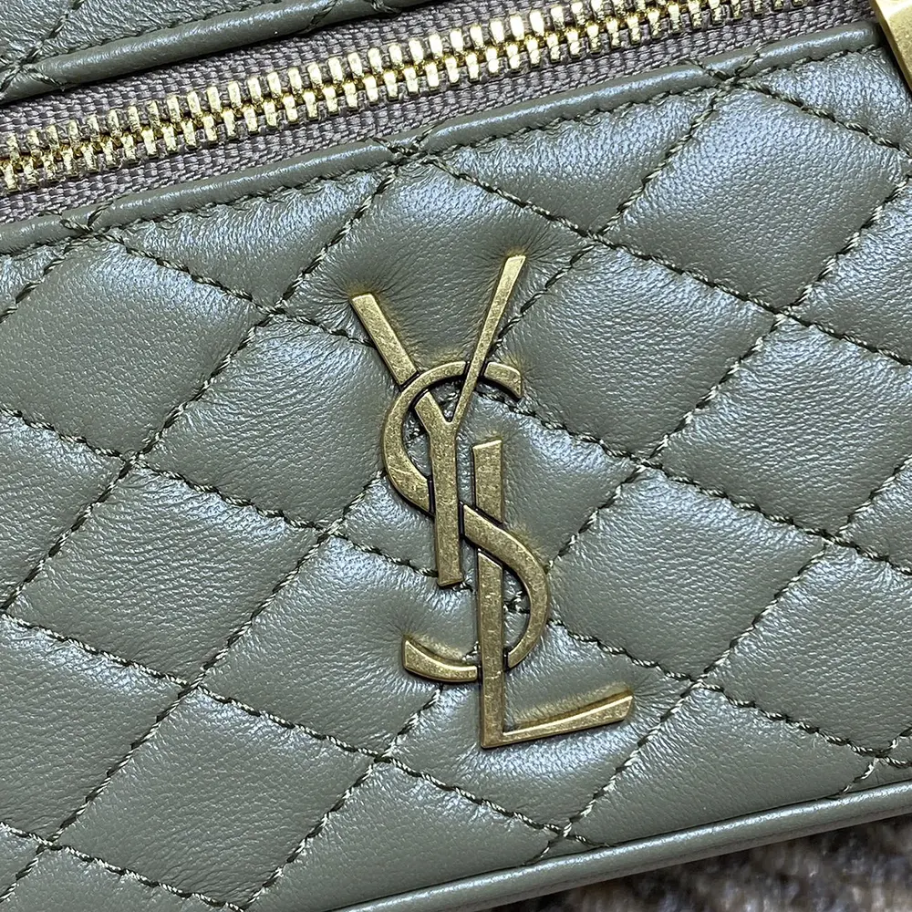 Saint Laurent YSL Women Gaby Vanity Bag In Lambskin-Green 7 Saint Laurent YSL Women Gaby Vanity Bag In Lambskin-Green