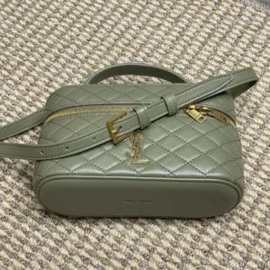 Saint Laurent YSL Women Gaby Vanity Bag In Lambskin-Green