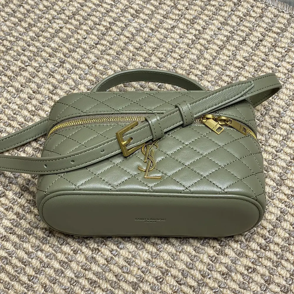 Saint Laurent YSL Women Gaby Vanity Bag In Lambskin-Green 6 Saint Laurent YSL Women Gaby Vanity Bag In Lambskin-Green