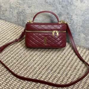 Saint Laurent YSL Women Gaby Vanity Bag In Lambskin-Maroon