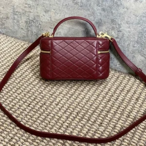 Saint Laurent YSL Women Gaby Vanity Bag In Lambskin-Maroon
