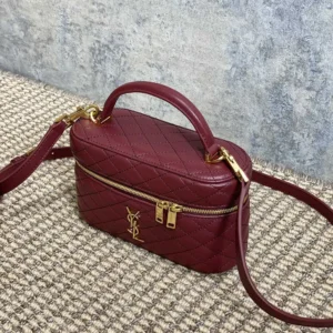 Saint Laurent YSL Women Gaby Vanity Bag In Lambskin-Maroon