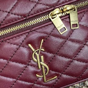 Saint Laurent YSL Women Gaby Vanity Bag In Lambskin-Maroon