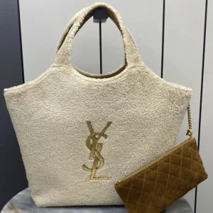 Saint Laurent YSL Women Icare In Shearling-White 698651AAFTG2910