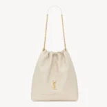 Saint Laurent YSL Women Jamie Large Pochon In Lambskin-White 828350A