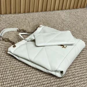 Saint Laurent YSL Women Jamie Large Pochon In Lambskin-White 828350A