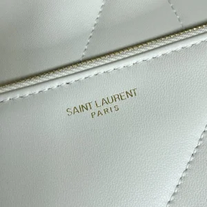 Saint Laurent YSL Women Jamie Large Pochon In Lambskin-White 828350A