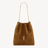 Saint Laurent YSL Women Jamie Large Pochon In Suede-Brown 8283501U