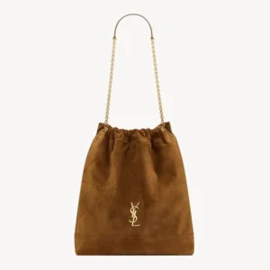 Saint Laurent YSL Women Jamie Large Pochon In Suede-Brown 8283501U