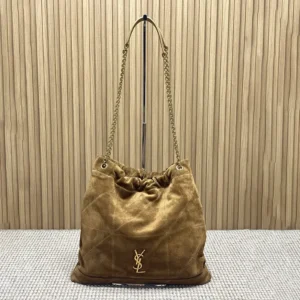 Saint Laurent YSL Women Jamie Large Pochon In Suede-Brown 8283501U