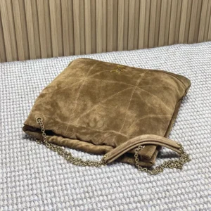 Saint Laurent YSL Women Jamie Large Pochon In Suede-Brown 8283501U
