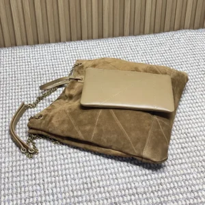 Saint Laurent YSL Women Jamie Large Pochon In Suede-Brown 8283501U