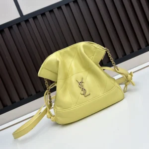 Saint Laurent YSL Women Jamie Mini Shoulder Pouch In Lambskin-Yellow