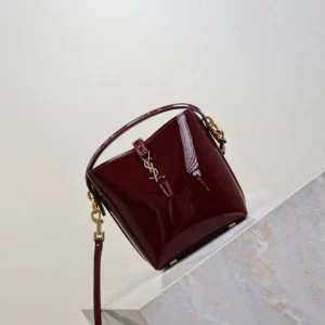 Saint Laurent YSL Women Le 37 Mini In Patent Leather-Maroon 765870AA