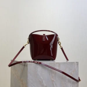 Saint Laurent YSL Women Le 37 Mini In Patent Leather-Maroon 765870AA