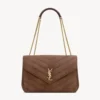Saint Laurent YSL Women Loulou Large In Matelassé Suede-Brown 803541AA