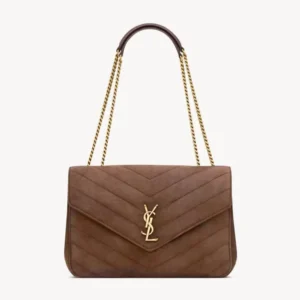 Saint Laurent YSL Women Loulou Large In Matelassé Suede-Brown 803541AA