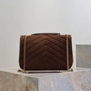 Saint Laurent YSL Women Loulou Large In Matelassé Suede-Brown 803541AA