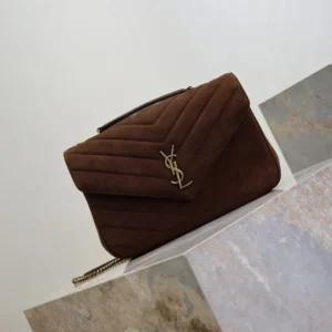 Saint Laurent YSL Women Loulou Large In Matelassé Suede-Brown 803541AA