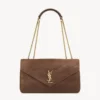 Saint Laurent YSL Women Loulou Medium In Matelassé Suede-Brown 801439AA