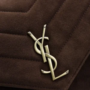 Saint Laurent YSL Women Loulou Medium In Matelassé Suede-Brown 801439AA