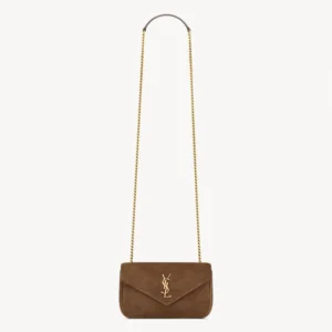 Saint Laurent YSL Women Loulou Mini In Suede-Brown 8606281U