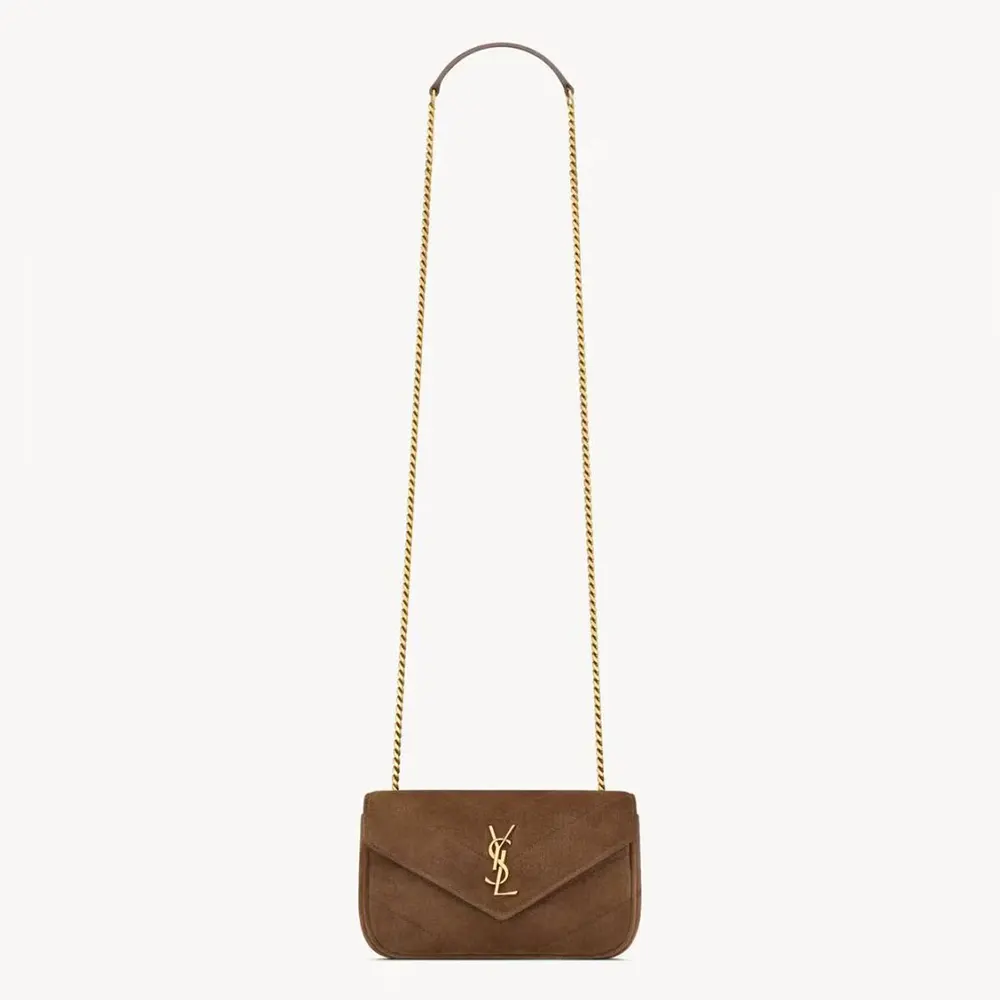 Saint Laurent YSL Women Loulou Mini In Suede-Brown 8606281U