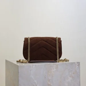 Saint Laurent YSL Women Loulou Mini In Suede-Brown 8606281U