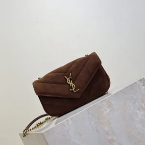 Saint Laurent YSL Women Loulou Mini In Suede-Brown 8606281U