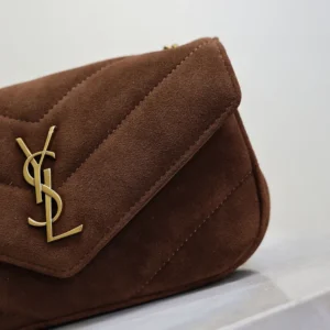 Saint Laurent YSL Women Loulou Mini In Suede-Brown 8606281U