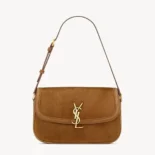 Saint Laurent YSL Women Solferino Small In Suede-Brown 8323301U