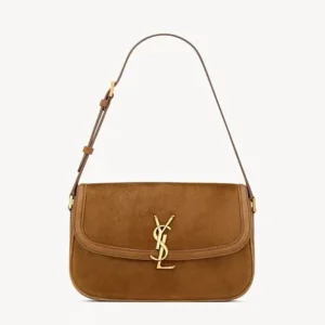 Saint Laurent YSL Women Solferino Small In Suede-Brown 8323301U