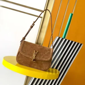 Saint Laurent YSL Women Solferino Small In Suede-Brown 8323301U
