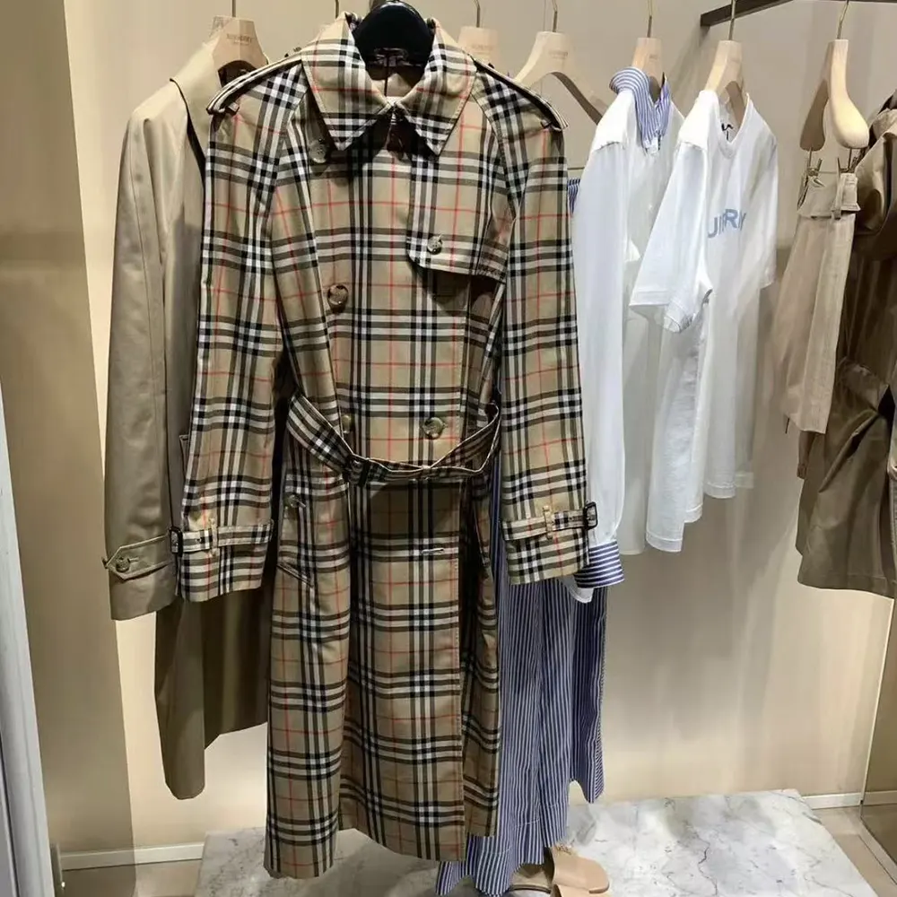 Burberry Women Burberry Women Check Trench Coat-Sandy