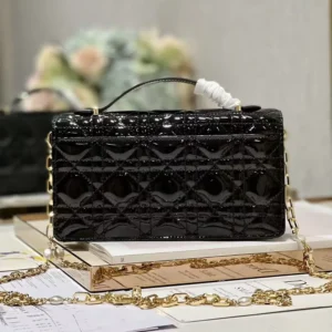 Dior Women My Dior Mini Bag Black Patent Cannage Calfskin S0980OVRB