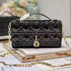 Dior Women My Dior Mini Bag Black Patent Cannage Calfskin S0980OVRB